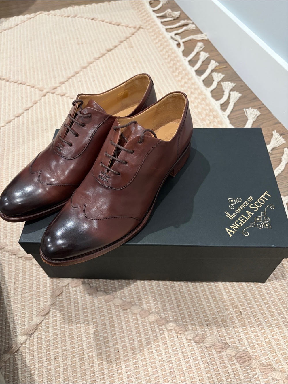 The Office of Angela Scott Brown Leather Lace-Up Dress Shoes